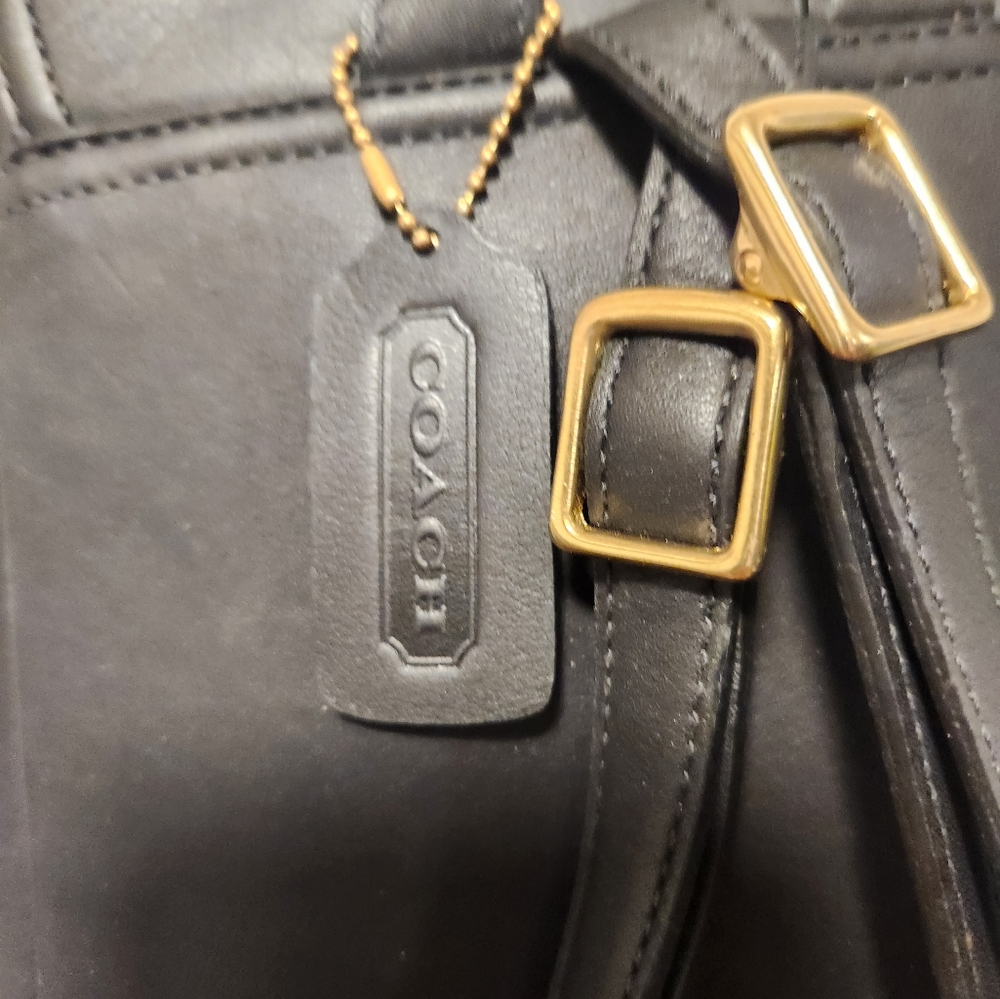 Coach Black Leather Backpack with Gold Accents - Picture 2 of 7